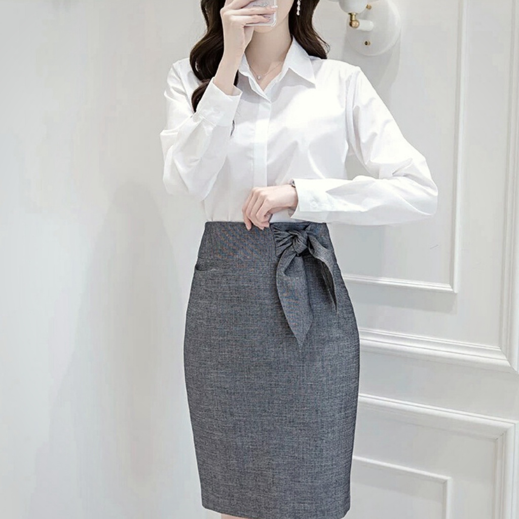 Áo sơ mi nữ trắng công sở dáng suông Wexuu Design áo kiểu giấu cúc, dáng basic dễ phối đồ- SM01