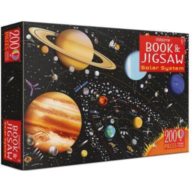 Sách Usborne tiếng Anh: Book &amp; Jigsaw Solar System - chủ đề hệ Mặt Trời (gồm sách và bộ xếp hình)