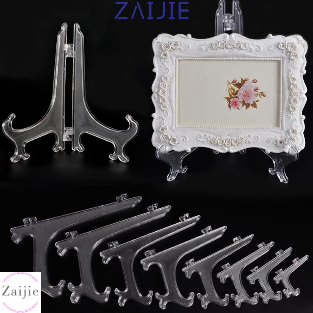 💜ZAIJIE💜 Stand Picture Display Home Plastic Photo Frame Transparent Easel Fashion Arts Case Holders