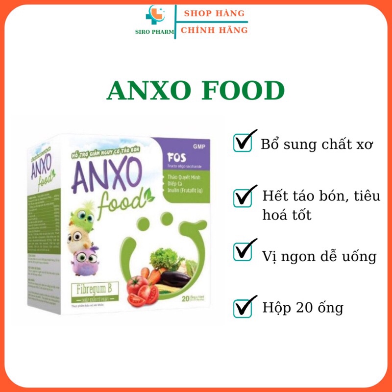 Thực phẩm bổ sung chất xơ ANXO FOOD_ Hỗ trợ giảm táo bón bổ sung chất xơ và các chất giúp nhuận tràng- Hộp 20 ống