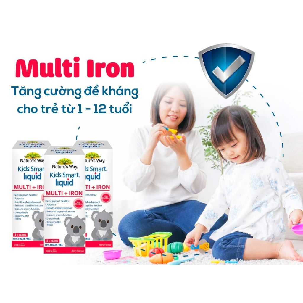 Combo Siro Nature's Way Liquid Multi+Iron Và Sữa ROYAL AUSNZ Lactoferrin 400g Tăng Đề Kháng, Bổ Sung Dinh Duỡng Cho Bé