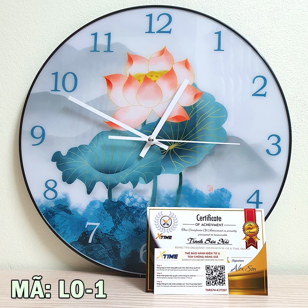 Đồng hồ treo tường XTime hình ảnh hoa sen LO-01, bảo hành chính hãng 12 tháng