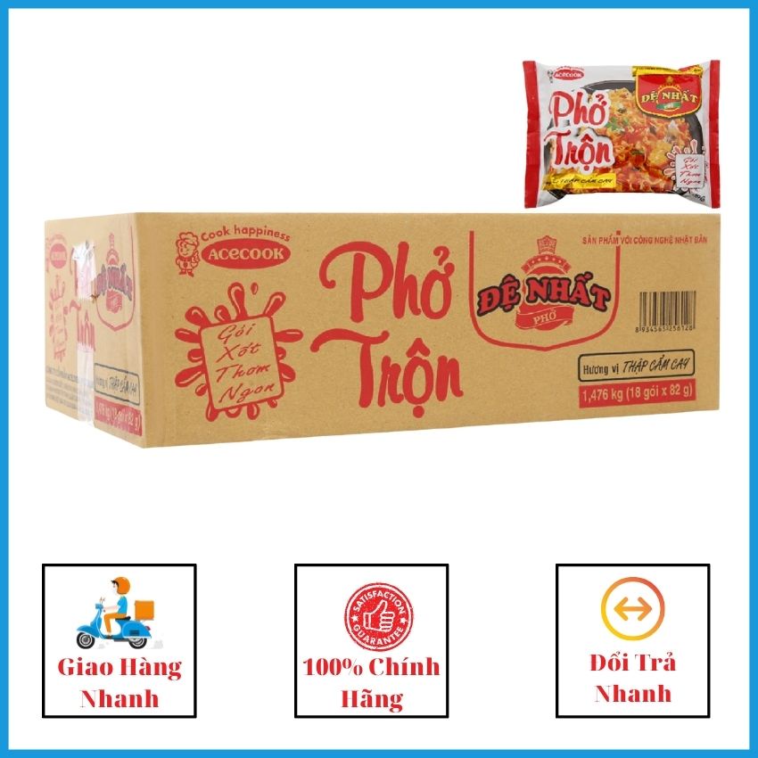 Phở Trộn Đệ Nhất Hương vị Thập Cẩm Cay, Hương vị Bò thùng 18 gói x84g MPTĐN01