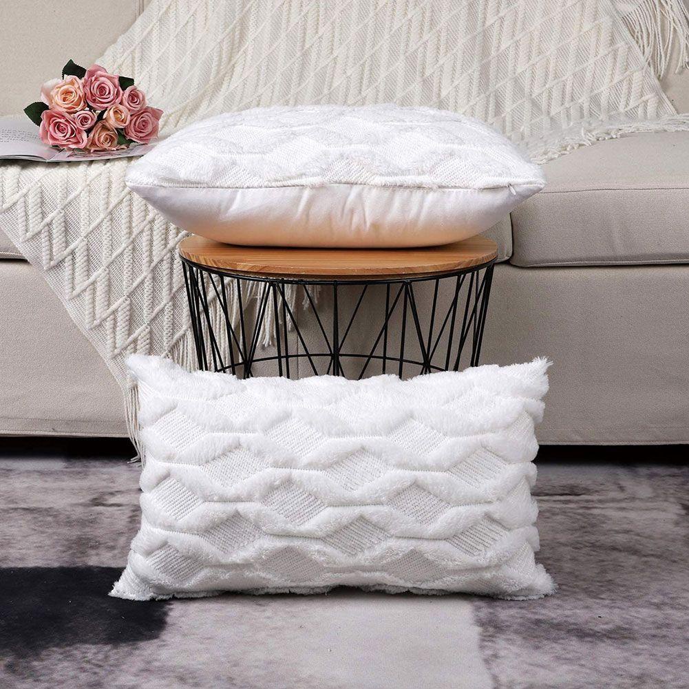 Vỏ Gối Hình Chữ Nhật Phủ Lông Cotton 30X50Cm Nhiều Màu Tùy Chọn Trang Trí Gối/Sofa