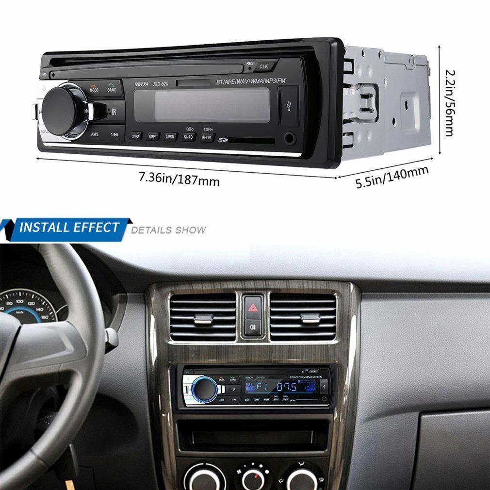 Máy nghe nhạc MP3 trên xe hơi hỗ trợ đài FM Bluetooth / USB / TF 24V 12Pin 1 DIN có điều khiển từ xa