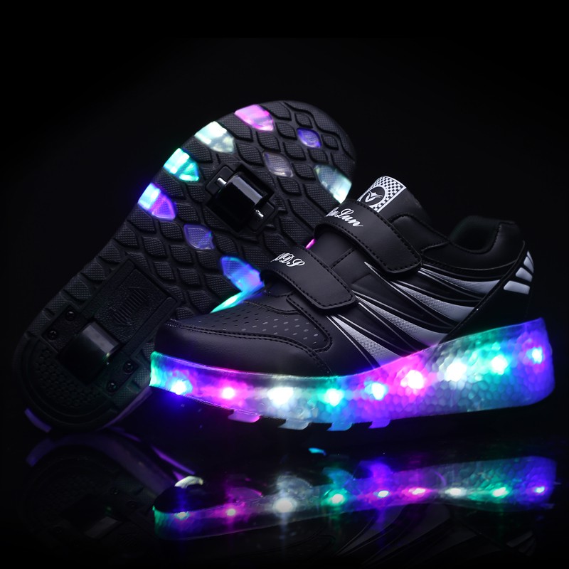 Giày trượt patin YOZOH 2 bánh xe có đèn led size 35-43