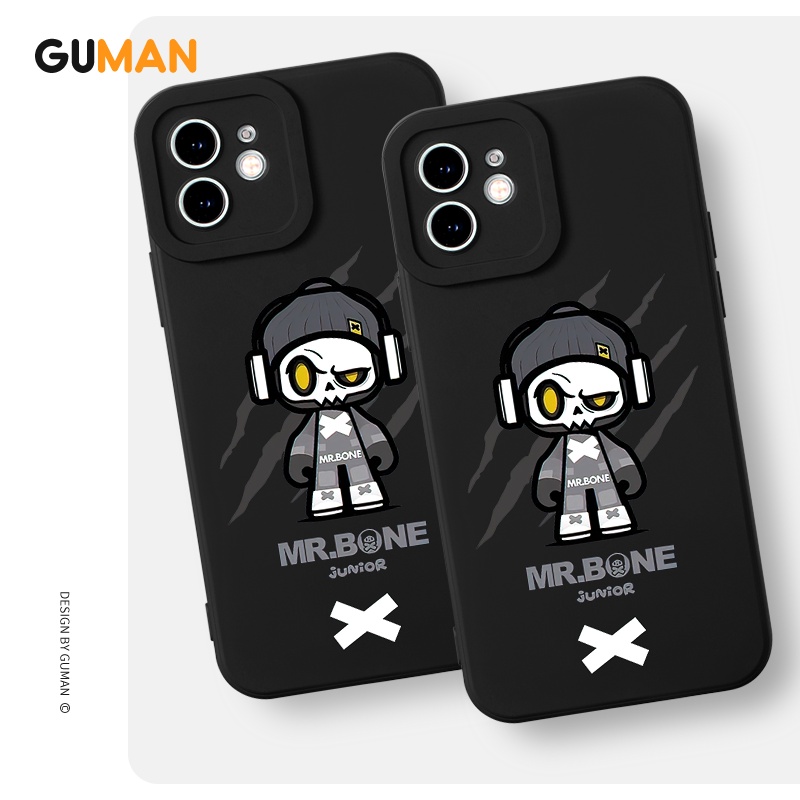 Ốp lưng GUMAN mềm nam màu đen ngầu dễ thương đẹp cho iPhone 14 13 12 11 Pro Max SE 2020 X XR XS 8 7 6S 6 Plus kute XYB842