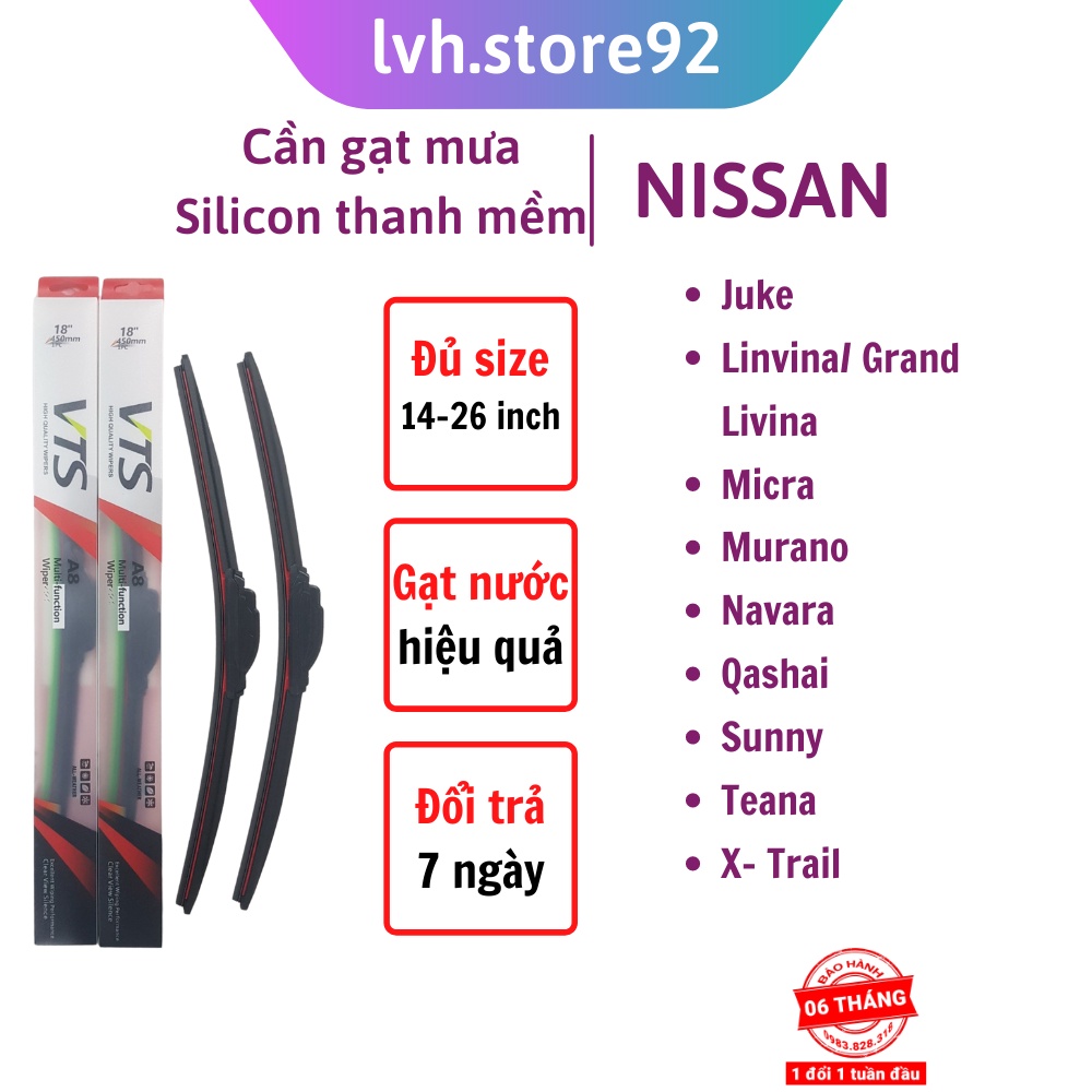 Bộ cần gạt mưa Silicon thanh mềm dành cho xe Nissan: Juke, Micra, Qashai và các hãng xe khác của Nissan - lvh.store92