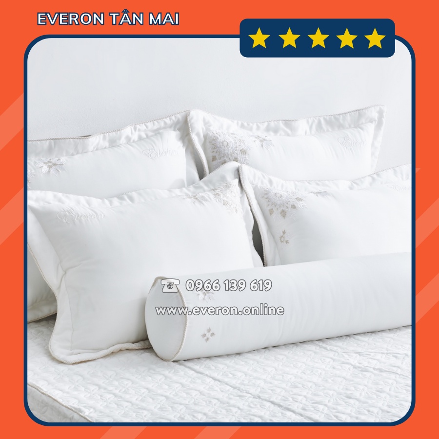 Bộ Chăn Ga Everon EST21034 Màu Trắng Chất Liệu Tencel Chính Hãng