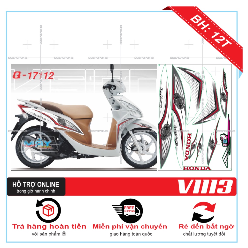 TEMXE VISION 2012 TRẮNG ĐỎ -- SHIN DECAL 2