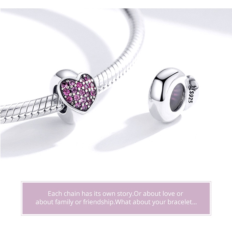 Hạt Phụ Kiện Bamoer SCC1336 Bằng Bạc 925 Có Nút Chặn Bằng Silicon Hình Trái Tim Dùng Để Làm Trang Sức Thủ Công 3mm