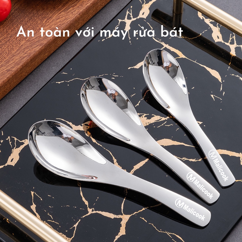 Thìa ăn phở, súp inox 304 Malicook  phong cách Châu Âu sang trọng cao cấp