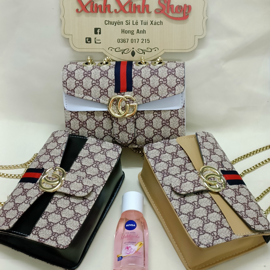 Túi xách nữa G.C có dây đeo chéo xích đặc siêu sang hợp mọi thới trang công sở, đi chơi, dạo-GCXĐ1