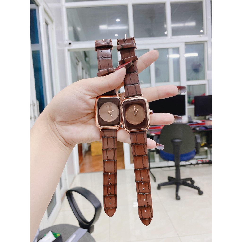 Đồng hồ nữ dây da mặt vuông G.u.o.u siêu xinh , da mềm bền | BigBuy360 - bigbuy360.vn