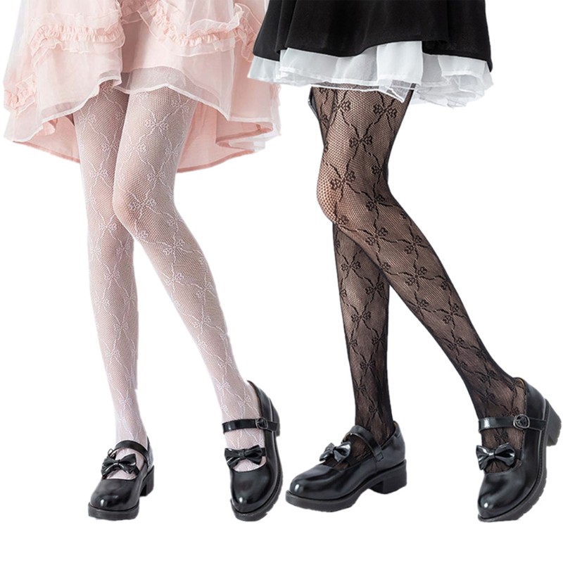 Quần tất lưới họa tiết nơ phong cách Lolita dễ thương cho nữ