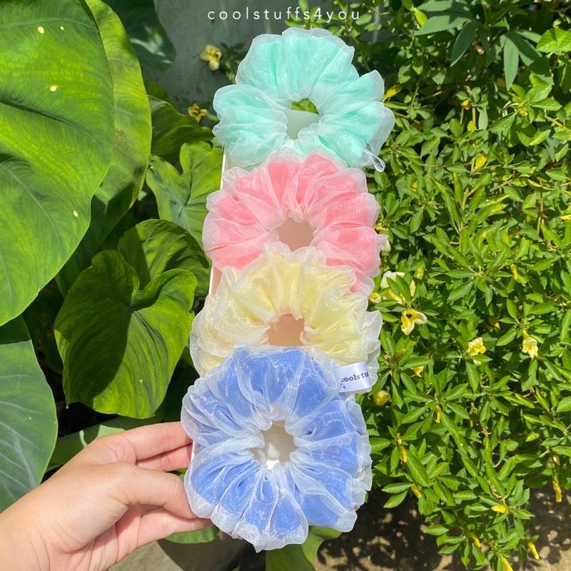 Đồ buộc tóc scrunchies voan phồng 2 lớp thiết kế✨