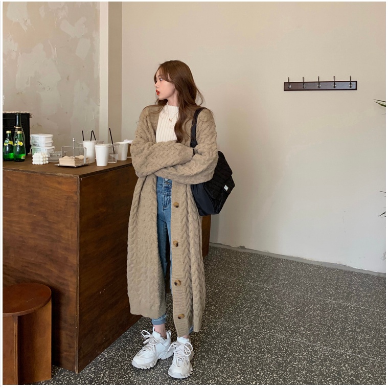 Áo Khoác Cardigan Dệt Kim Dáng Rộng Phong Cách Hàn Quốc Thời Trang Thu Đông Mới Cho Nữ