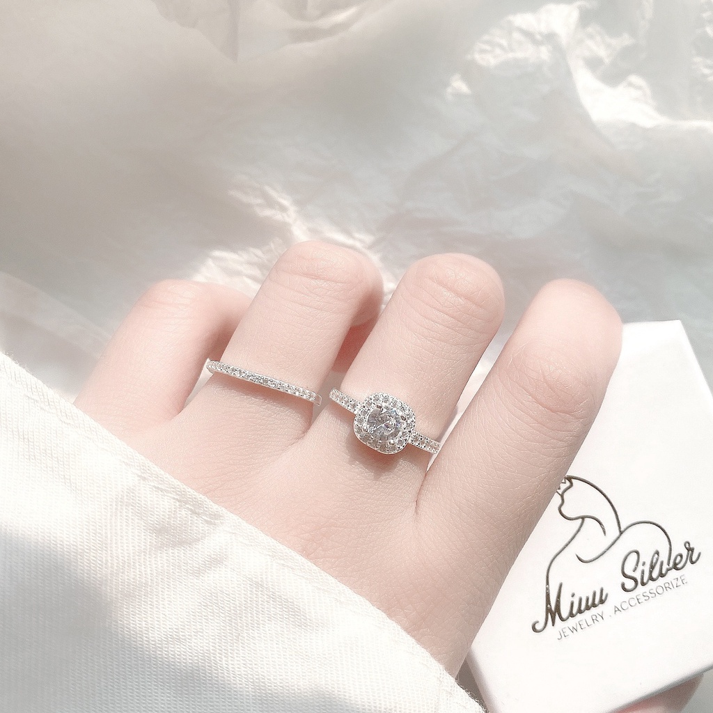 Nhẫn bạc nữ Miuu Silver đính đá vuông sang trọng Pholip Ring