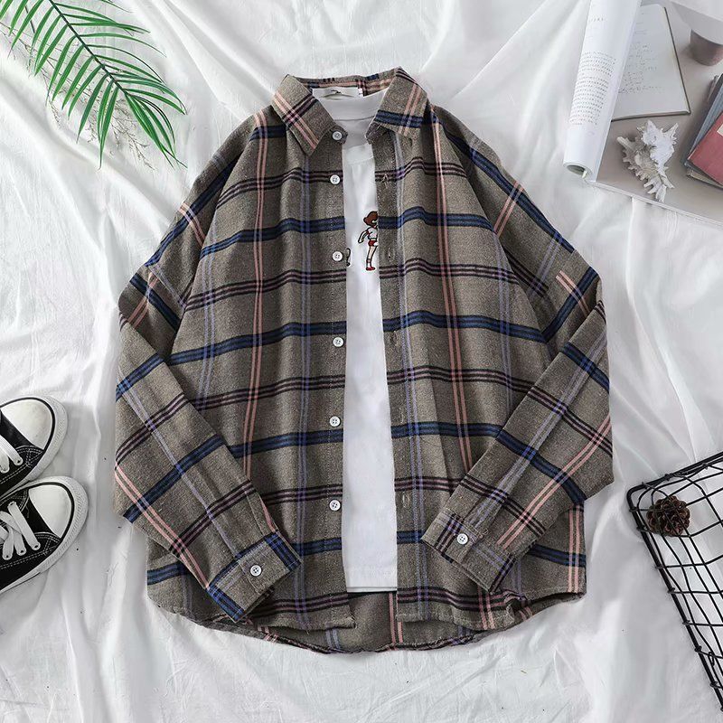 Áo Sơ Mi Caro Tay Dài Dáng Rộng Thời Trang Cho Nam Size 3xl