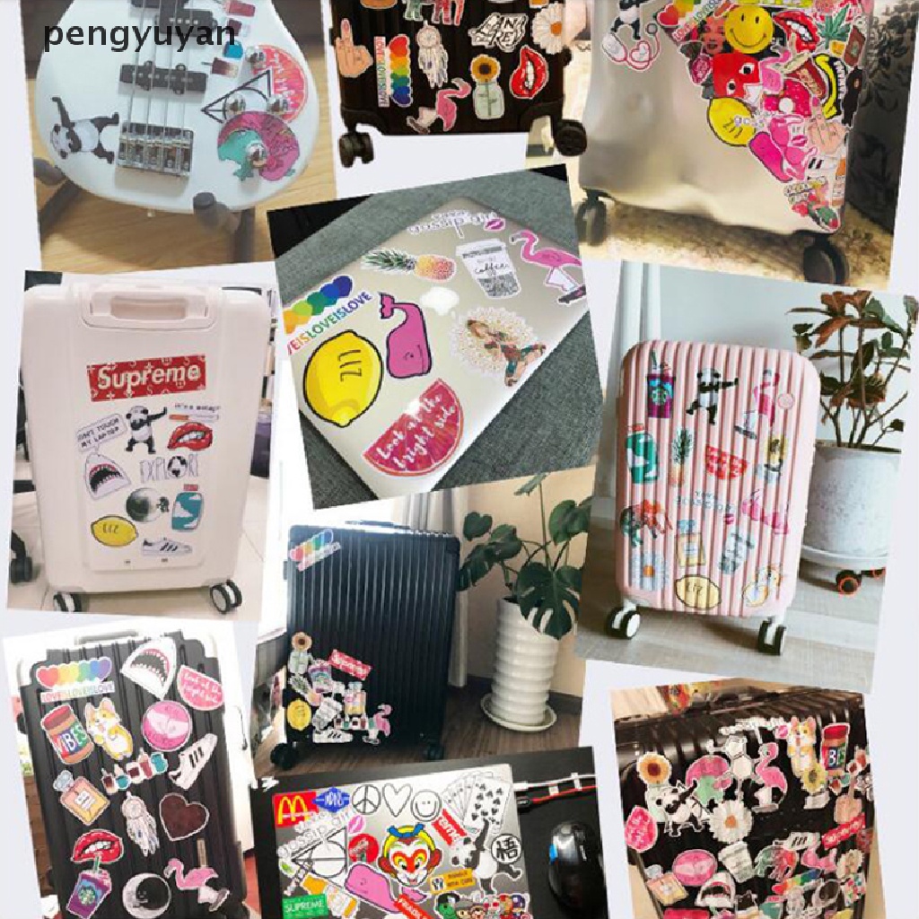 Bộ 50 Miếng Dán PVC Chống Thấm Nước Họa Tiết Anime Graffiti Dùng Trang Trí Đàn Guitar