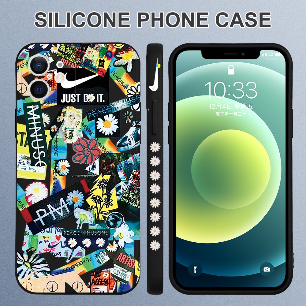 Ốp Điện Thoại Mềm Họa Tiết Hoa Cúc Phong Cách Graffiti Cho iPhone 11 12 13 Pro Max 12 13 #K064