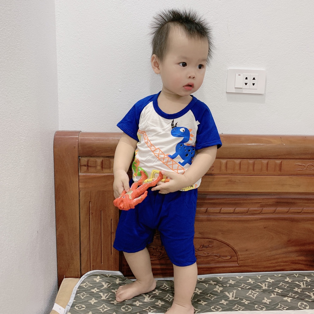 Bộ cộc tay nhiều họa tiết ngộ nghĩnh cho bé trai bé gái 7-18kg, vải cotton mềm mịn - BO90