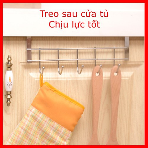 Móc treo quần áo đồ sau cửa tủ 5 móc chấu nhỏ bằng Inox chắc chắn có đầu bo tròn không rách quần áo không khoan tường