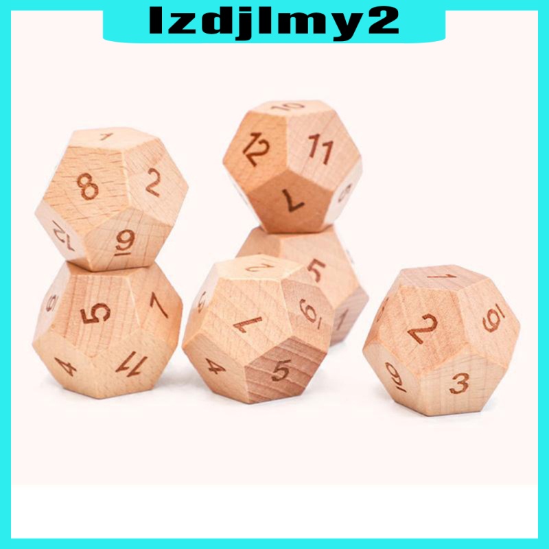 Romanful 5pcs Wooden D12 12-Sided Dice Board Game DND MTG Dice for Role Playing