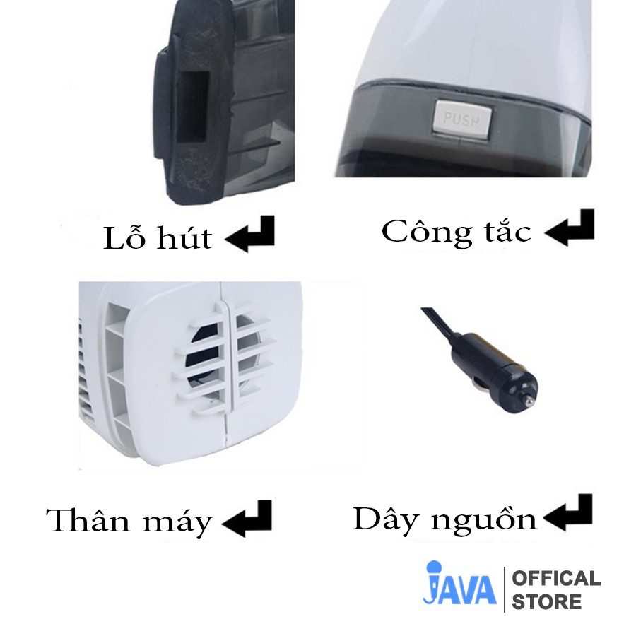 Máy Hút Bụi Ô Tô Mini - Công suất 120W - Dùng nguồn điện trên oto 12v [ BH 6 THÁNG ]