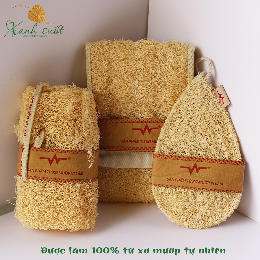 [Vi Lâm] Dây chà lưng Xơ mướp Vi Lâm- NATURAL LOOFAR BACK SCRUBBER &amp; SHOWER TRAP