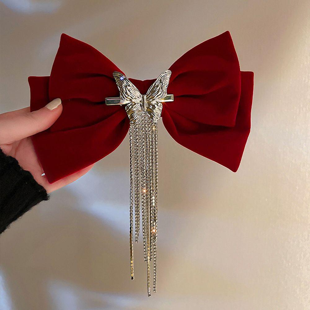 Kẹp Tóc Vải Nhung Hình Bướm Thời Trang Thu Đông Cho Nữ|Kẹp Tóc Hình Nơ Xinh Xắn Dành Cho Bé Gái