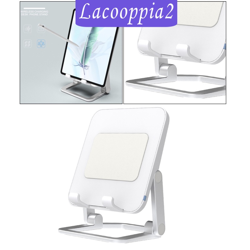 [LACOOPPIA2] Wireless Charger Stand, 2 Coil 15W Fast Wireless Charger Station, Zinc Alloy Wireless Charging Dock for