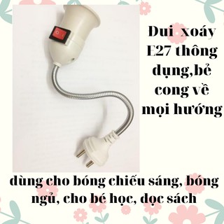Đui đèn lò xo xoay 360 độ kèm công tắc