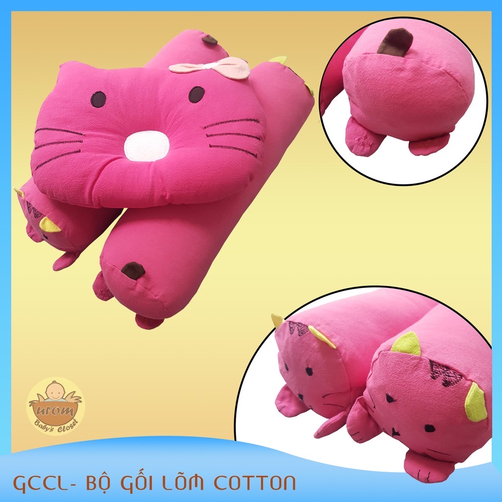 Bộ 3 chi tiết gối nằm và 2 gối ôm cara hình thú cho bé sơ sinh