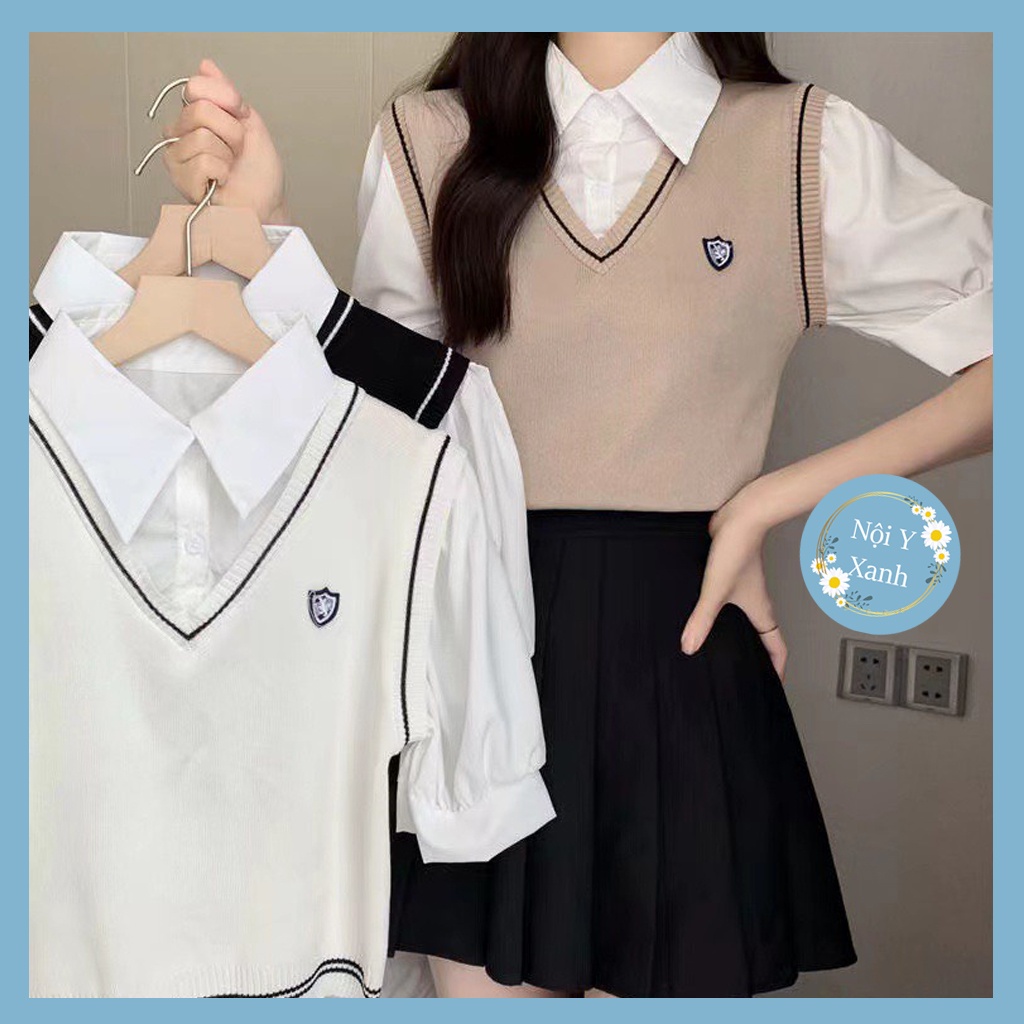 áo len gile nữ học sinh kiểu dáng thể thao hàn quốc chất đẹp hàng quảng châu cao cấp A68 Noiyxanh nội y xanh chất len qu