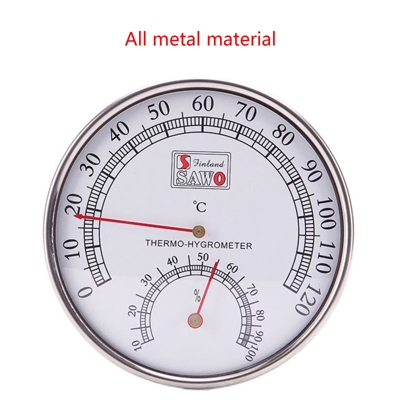 Đồng Hồ Đo Độ Ẩm Xông Hơi Kim Loại Treo Tường 0-120°C &amp; 10%-100