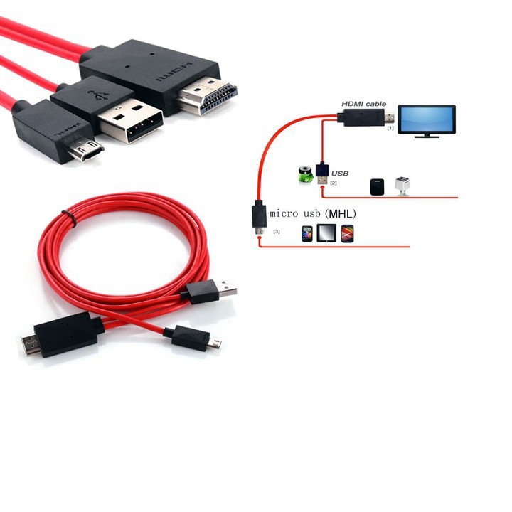 Cáp Chuyển Đổi Tín Hiệu - Cáp Chuyển Đổi Từ Điện Thoại Lên Tivi HDMI MHL 11 Pin