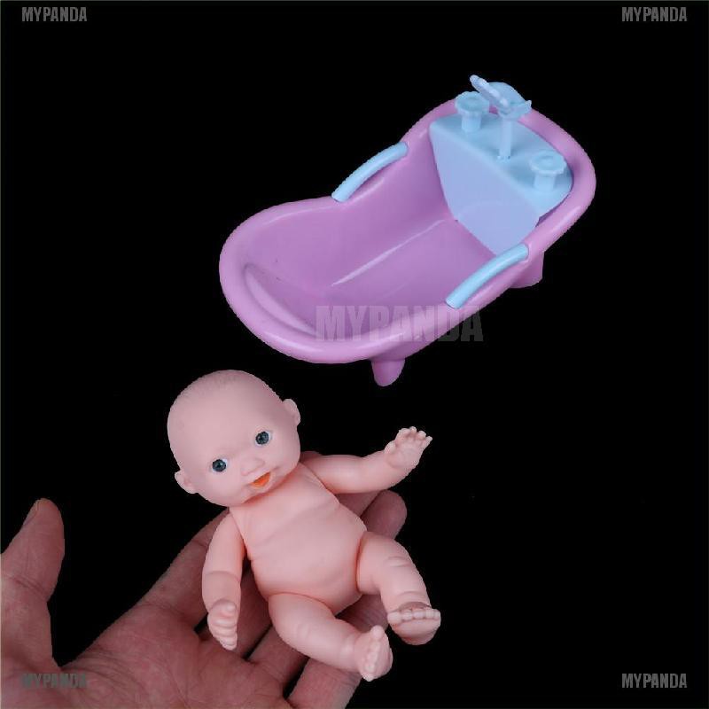 Búp bê em bé và bồn tắm kích cỡ 12cm