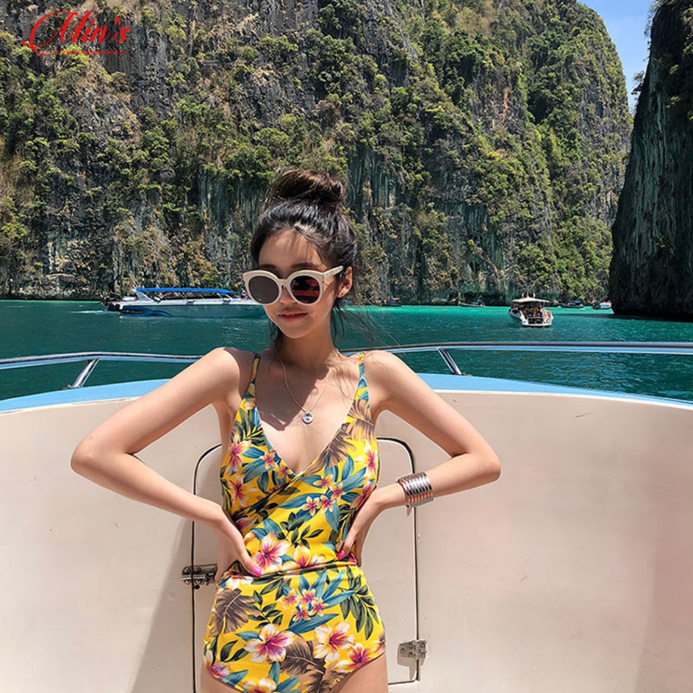 Bộ Đồ Bơi 1 Mảnh Body Họa Tiết Hoa Lá Tropical Nền Vàng, Có Đệm Ngực B028 MIN | BigBuy360 - bigbuy360.vn