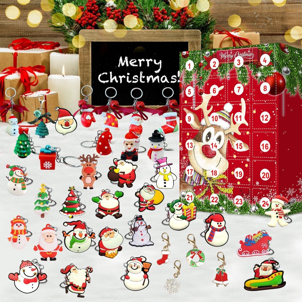 Hộp 24 Lịch Treo Cây Thông Noel Bằng Nhựa Resin