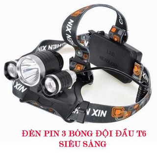 Đèn pin đội đầu 3 bóng led t6 - siêu sáng tặng kèm 2 pin