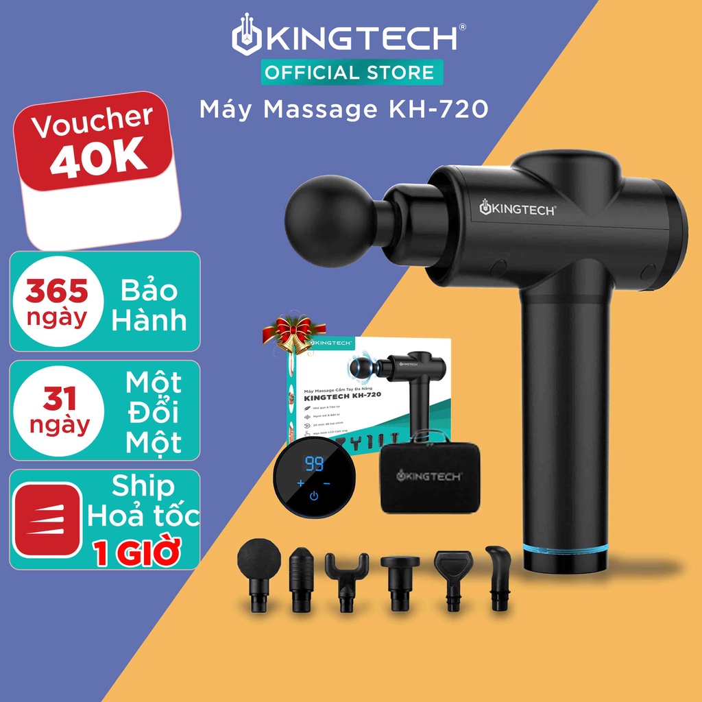 Máy Massage Cầm Tay Cao Cấp KINGTECH KH-720 - 20 Cấp Độ, Hỗ Trợ Mát Xa Chuyên Sâu, Giảm Đau Cơ, Cứng Khớp - Chính Hãng