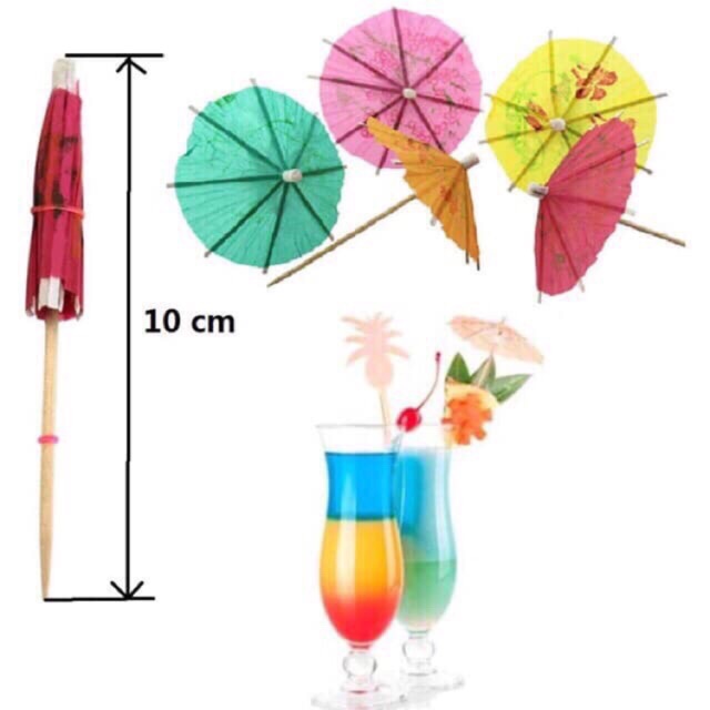 ô dù giấy trang trí bánh kem, ly cocktail, ô giấy cắm bánh 95-100 cây/hộp