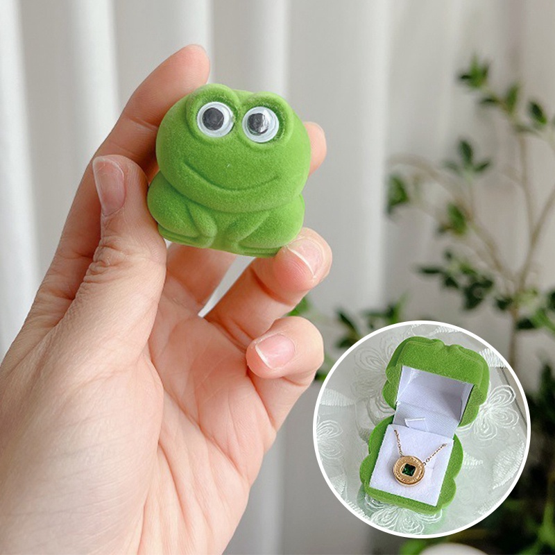 Hộp Đựng Nhẫn Hình Ếch / Dâu Tây / Ếch Xanh Bằng Nhựa Dễ Thương Cho Nữ