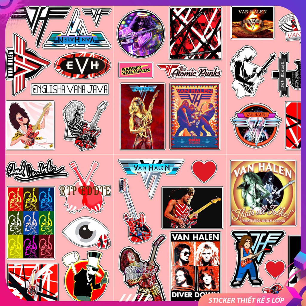 Sticker Dán Vali , Sticker Dán Đàn, Sticker Guitar, Sticker Trang Trí Sổ Tay, Sticker Dán Điện Thoại | Sticker Van Halen