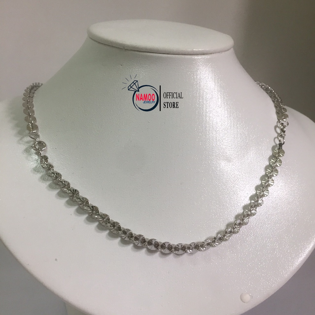 Dây Chuyền Mạ Bạc V013, Vòng Cổ Trơn Bạc Nữ Dài 50Cm Namoo Jewelry