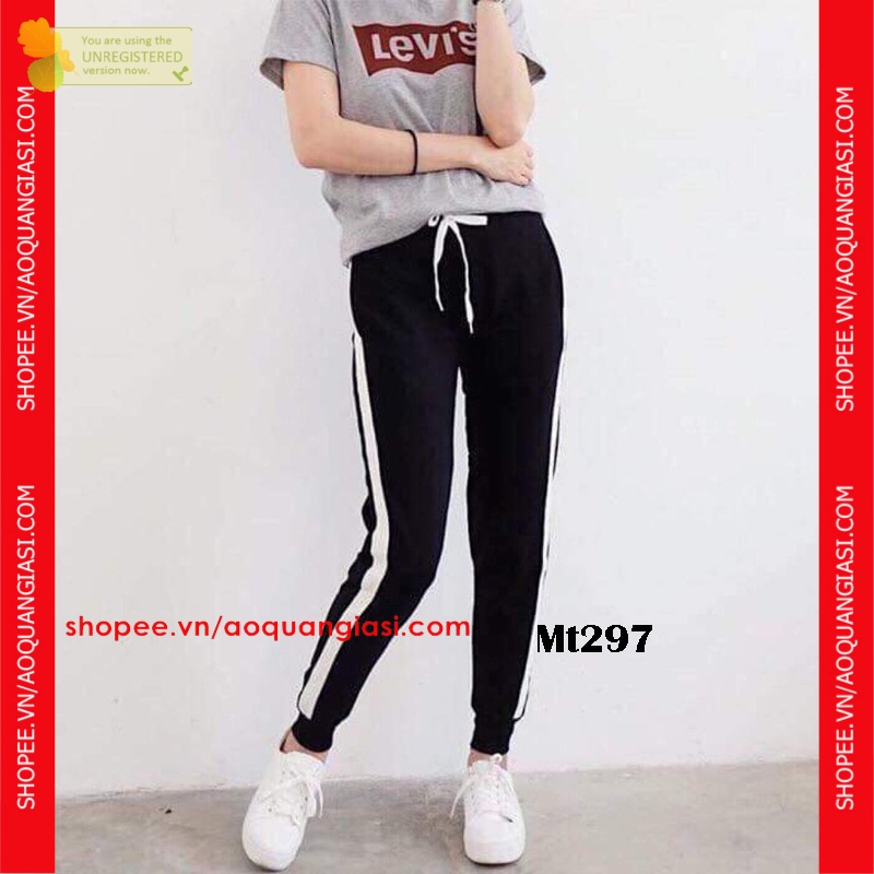 Quần jogger thể thao bo chân 1 sọc to MT297