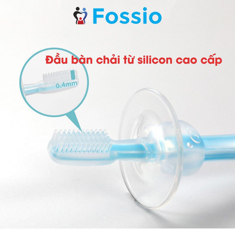 Bàn chải silicon cho bé tập đánh răng, chất liệu mềm mại có hộp kèm theo cho bé từ 1 - 3 tuổi FOSSIO E60