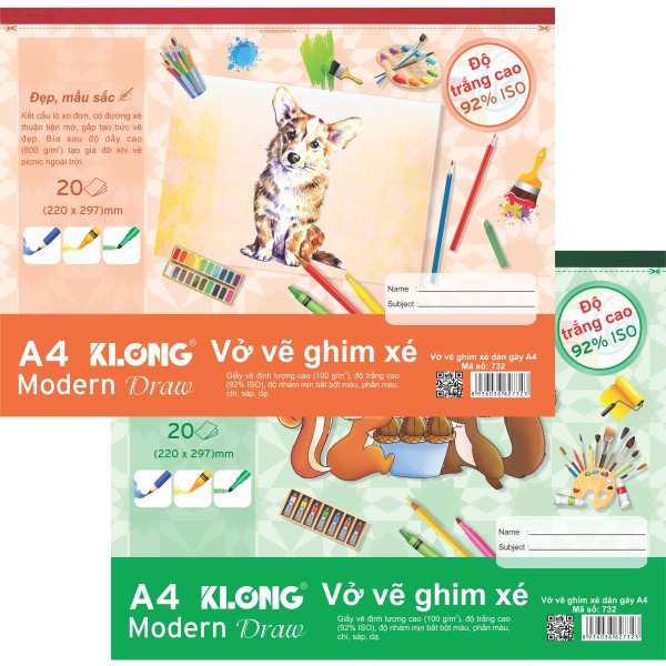 Sổ Vẽ Lò Xo Màu Nước Artwork A4 - Tập Vở Vẽ Dán Gáy 20 tờ Klong Mã Số 732