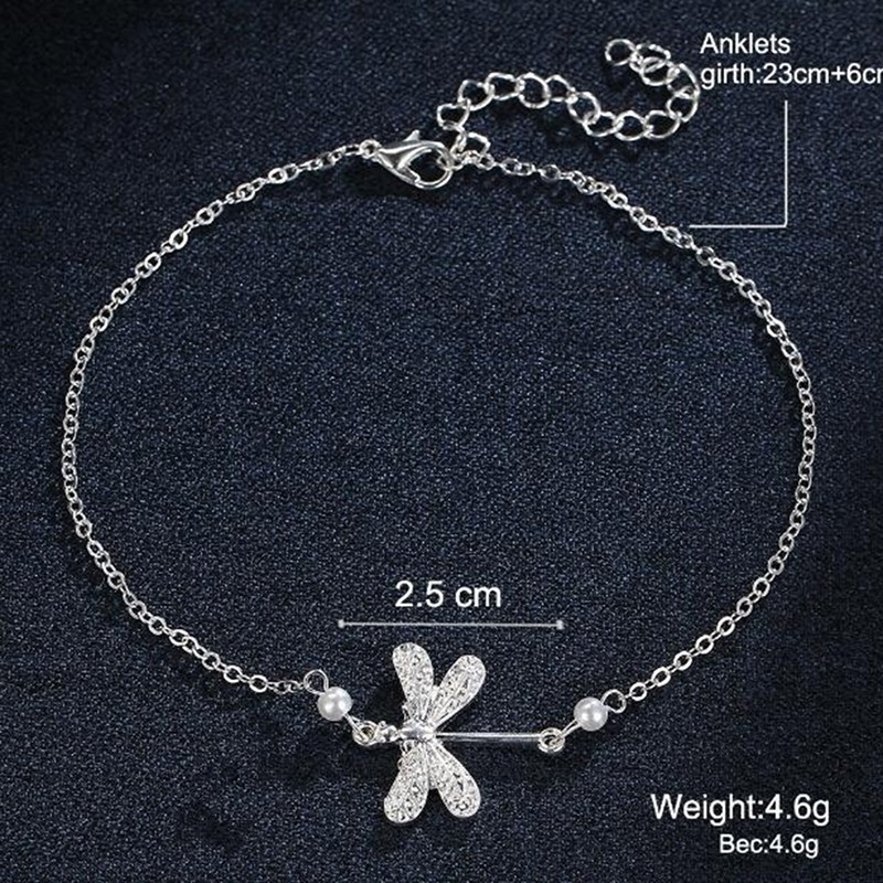 Lắc chân chuồn chuồn đính ngọc trai bạc | BigBuy360 - bigbuy360.vn